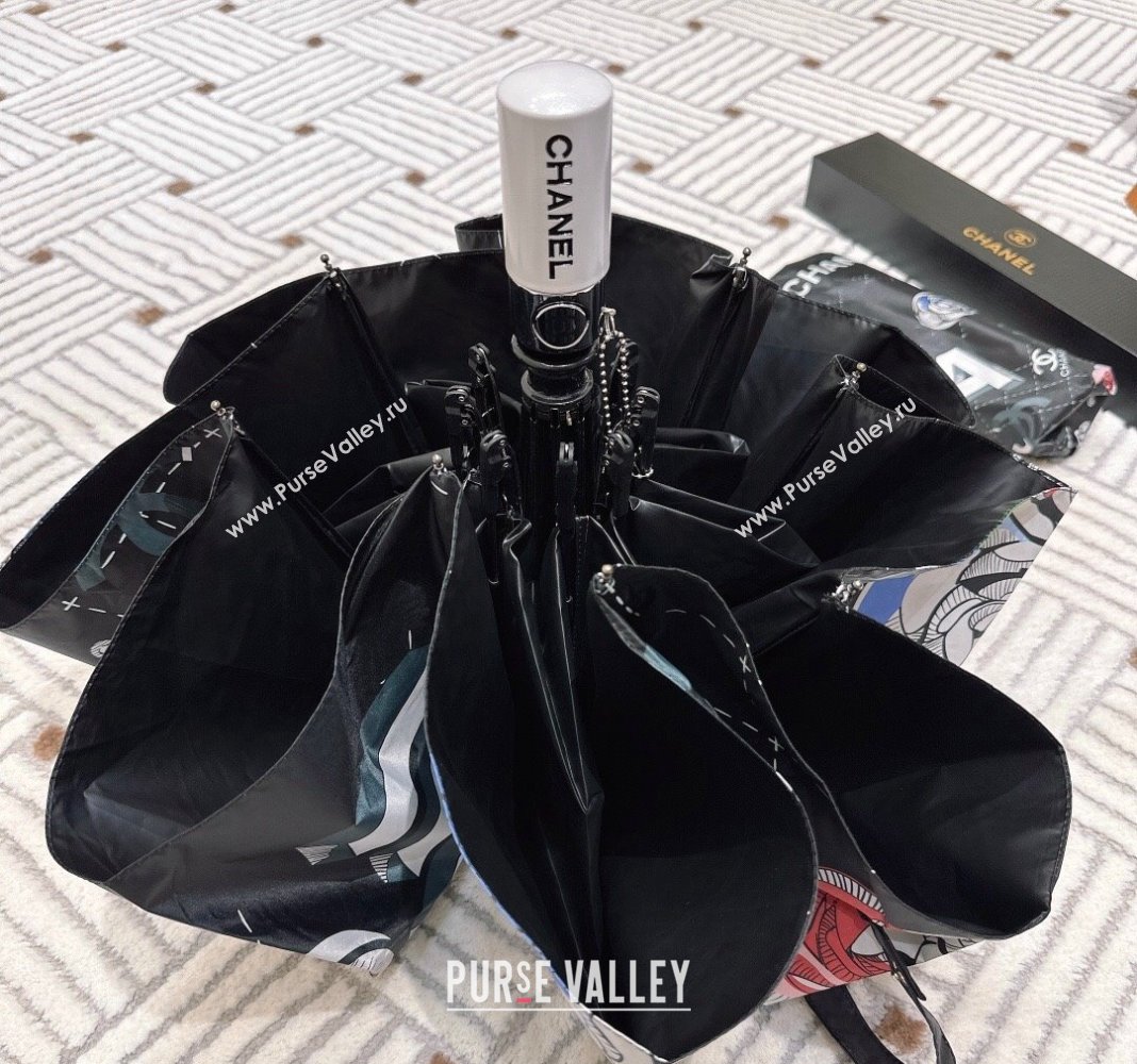 Chanel Camellia Umbrella Black 2024 040902 (A-240409109)