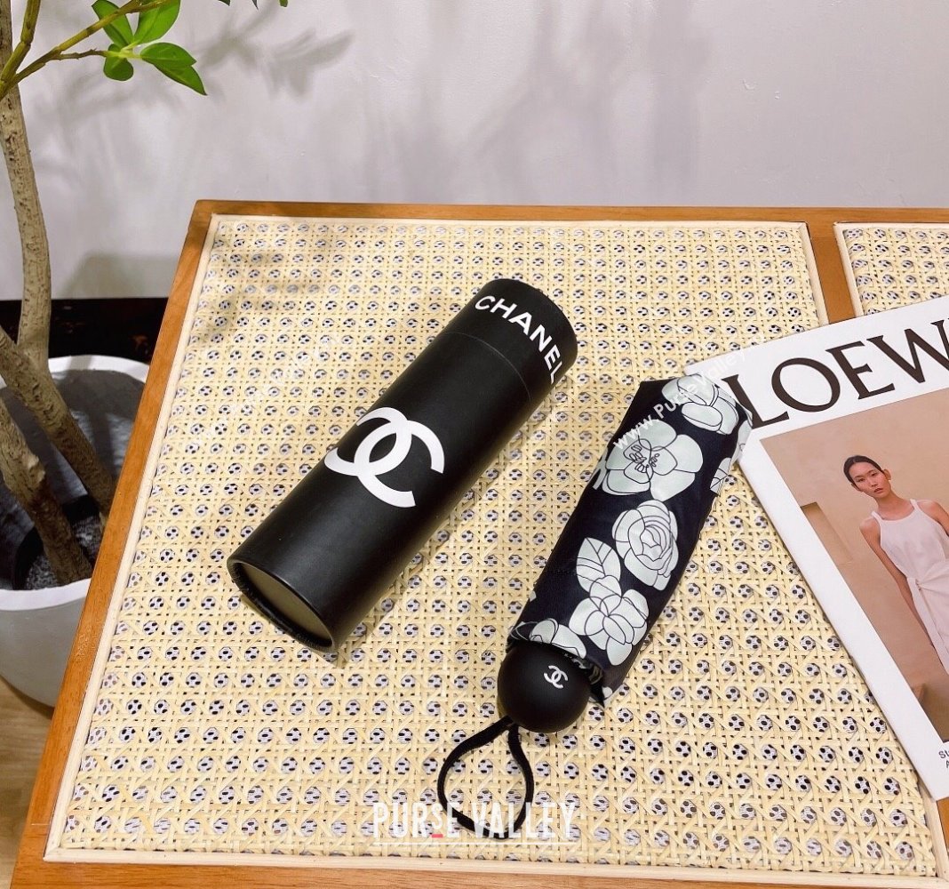 Chanel Camellia Umbrella Black/White 2024 0409 (A-240409111)