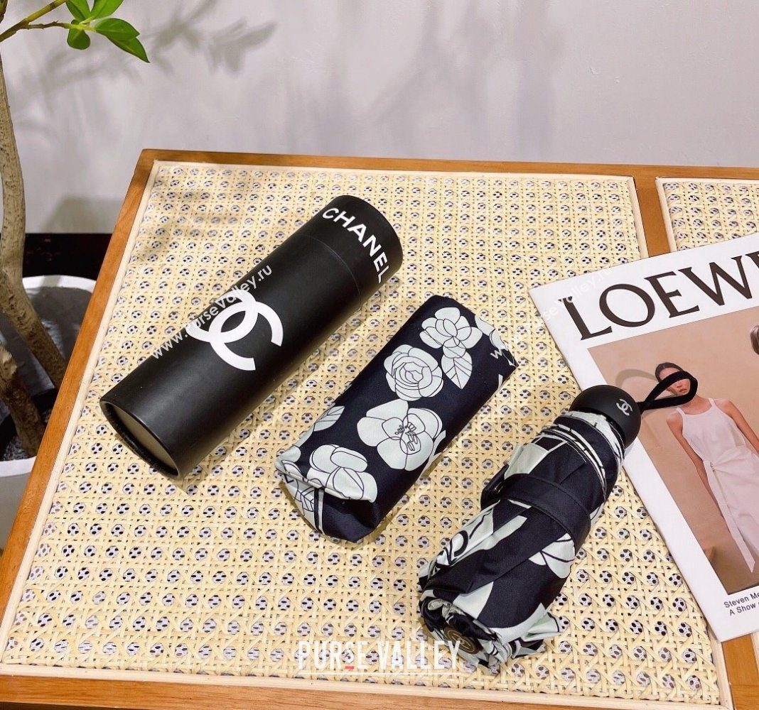 Chanel Camellia Umbrella Black/White 2024 0409 (A-240409111)