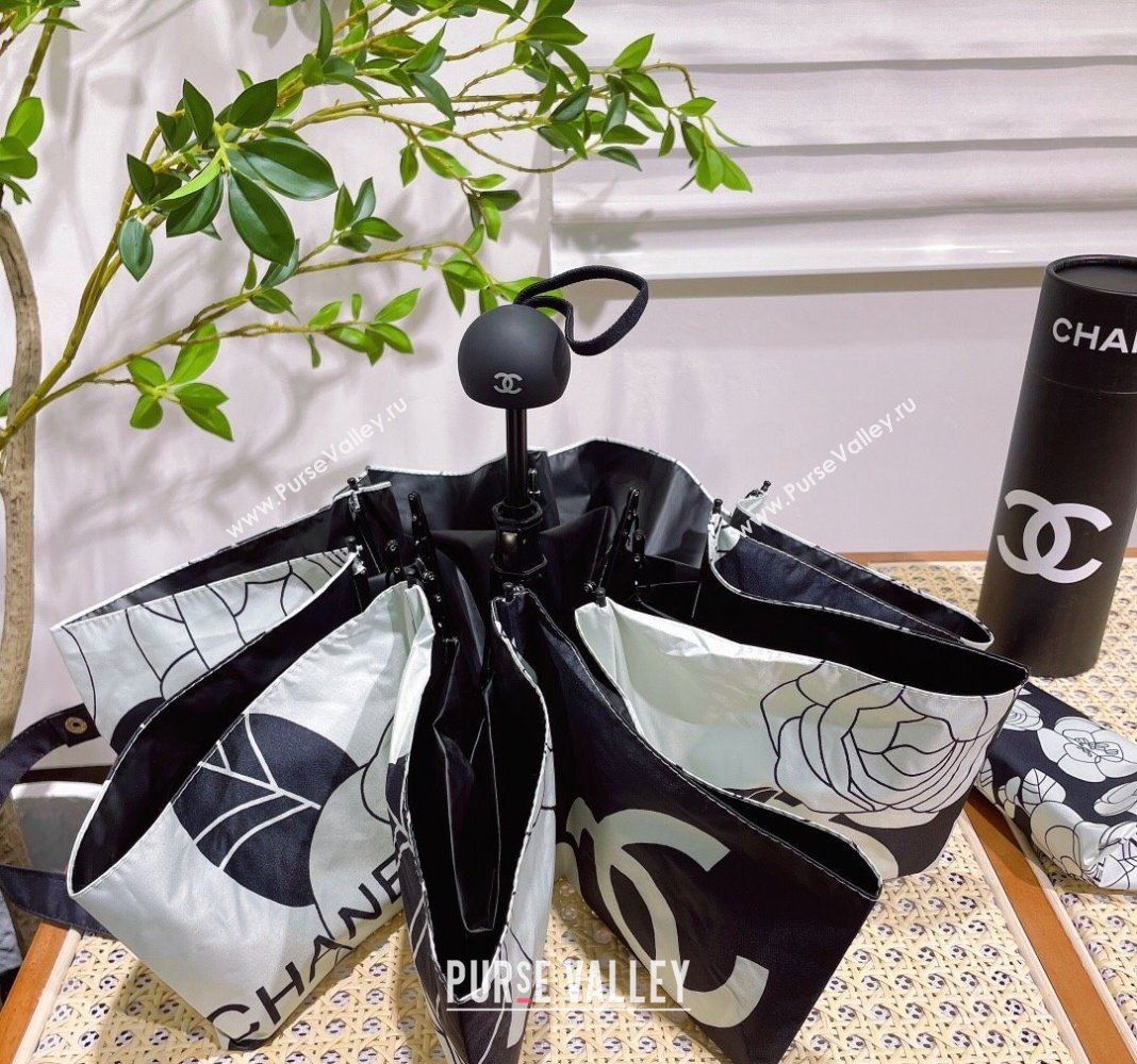 Chanel Camellia Umbrella Black/White 2024 0409 (A-240409111)