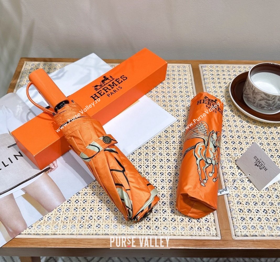 Hermes Flying Horse Umbrella Orange 2024 0409 (A-240409099)