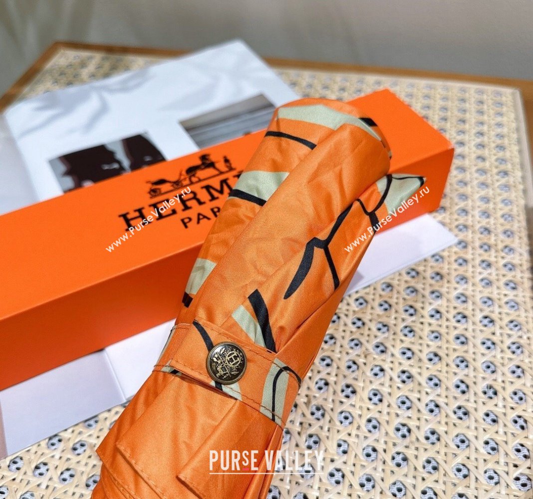 Hermes Flying Horse Umbrella Orange 2024 0409 (A-240409099)