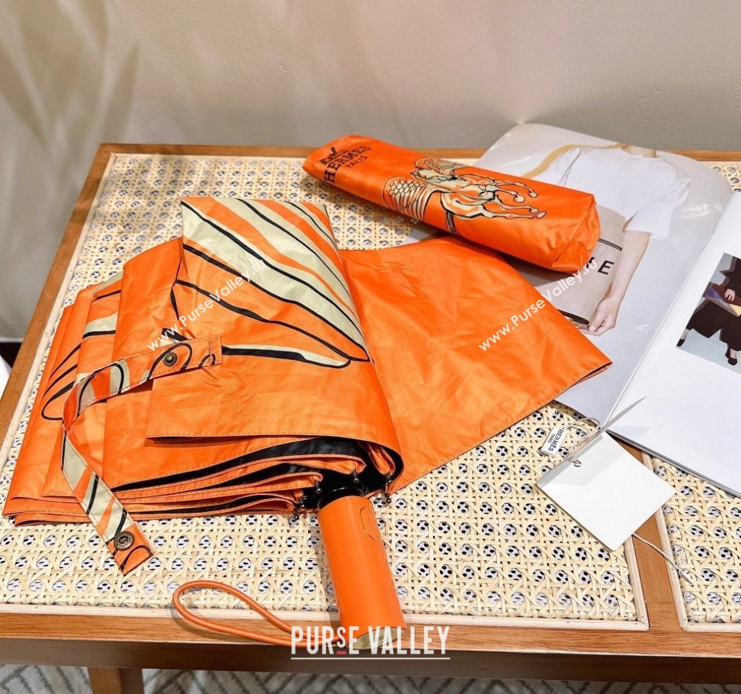 Hermes Flying Horse Umbrella Orange 2024 0409 (A-240409099)