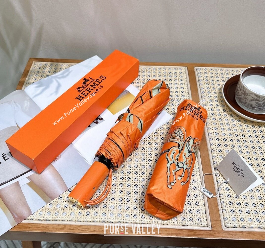 Hermes Flying Horse Umbrella Orange 2024 0409 (A-240409099)