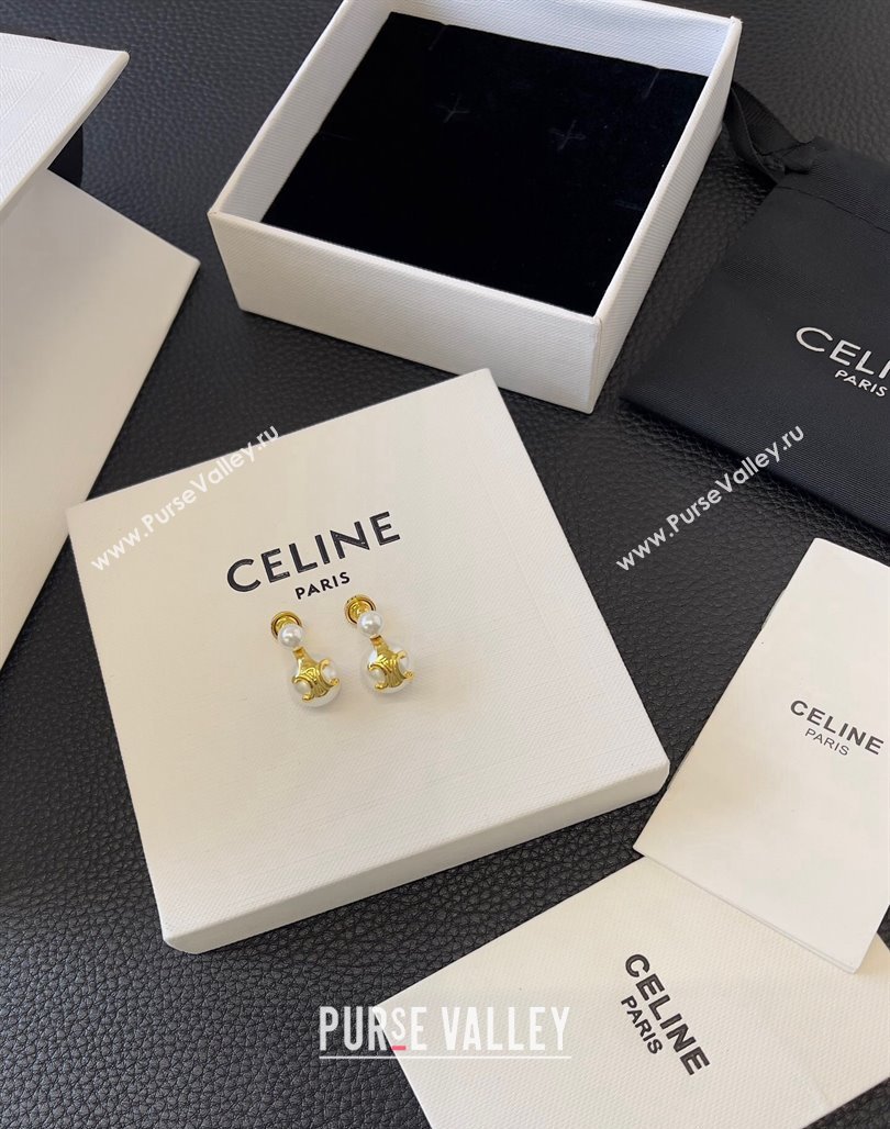 Celine Triomphe Pearls Short Earrings 2024 0510 (YF-240510120)