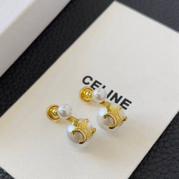Celine Triomphe Pearls Short Earrings 2024 0510 (YF-240510120)