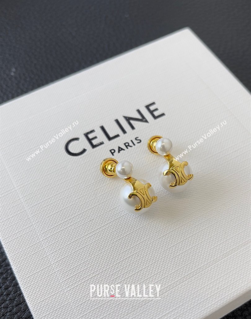 Celine Triomphe Pearls Short Earrings 2024 0510 (YF-240510120)