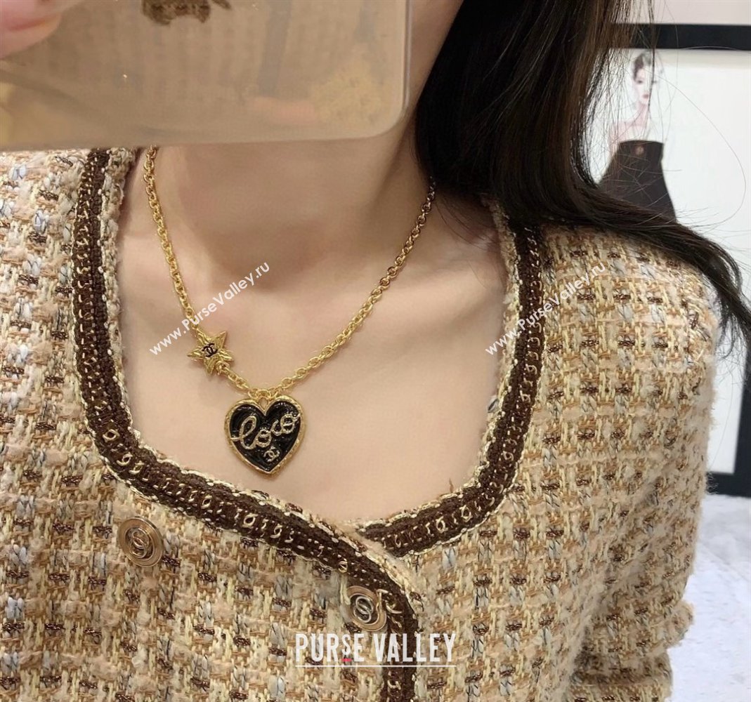 Chanel Black Heart Penadant Necklace 2024 0511 (YF-240511008)