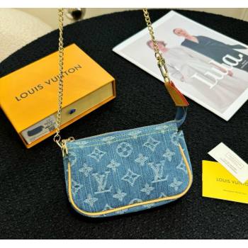 Louis Vuitton Mini Pochette Accessoires Bag On Chain Blue Denim 2024 0513 (HY-240513045)
