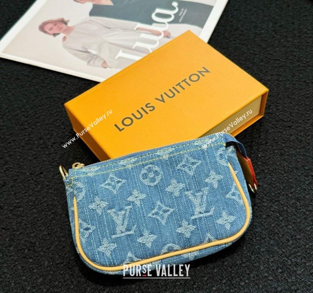 Louis Vuitton Mini Pochette Accessoires Bag On Chain Blue Denim 2024 0513 (HY-240513045)