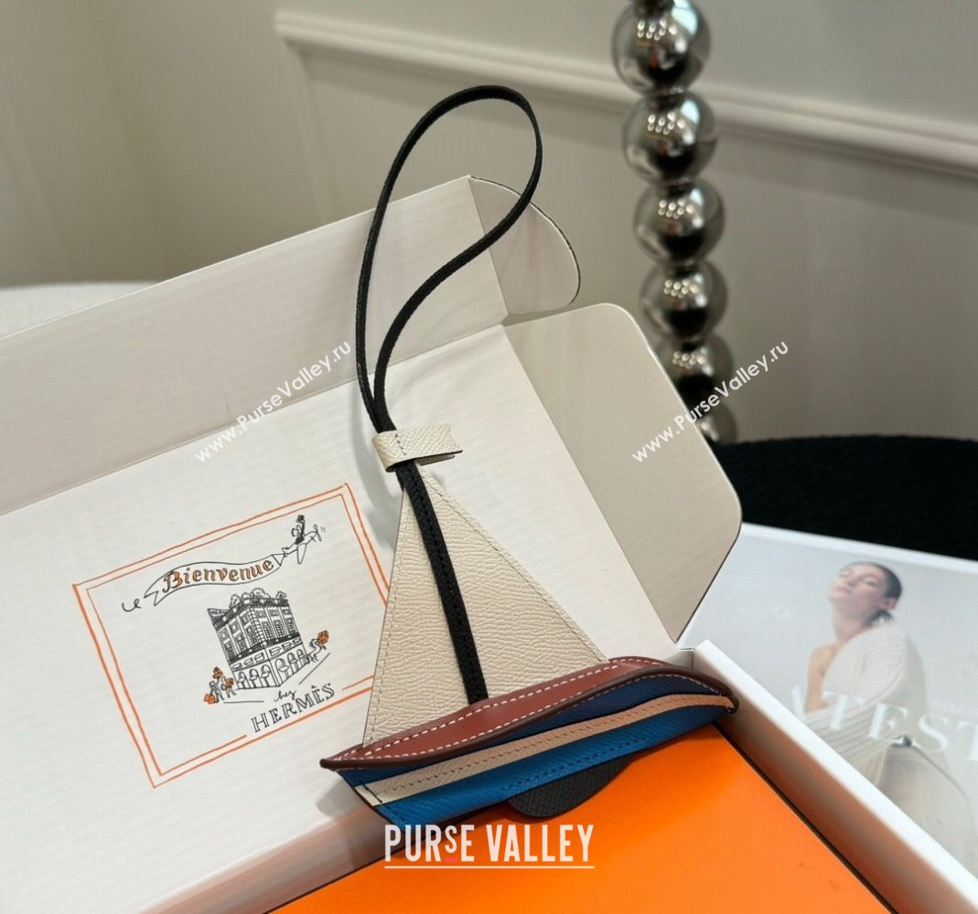 Hermes Sail 24 Charm in Epsom Calfskin Blue/White 2024 0513 (HY-240513063)