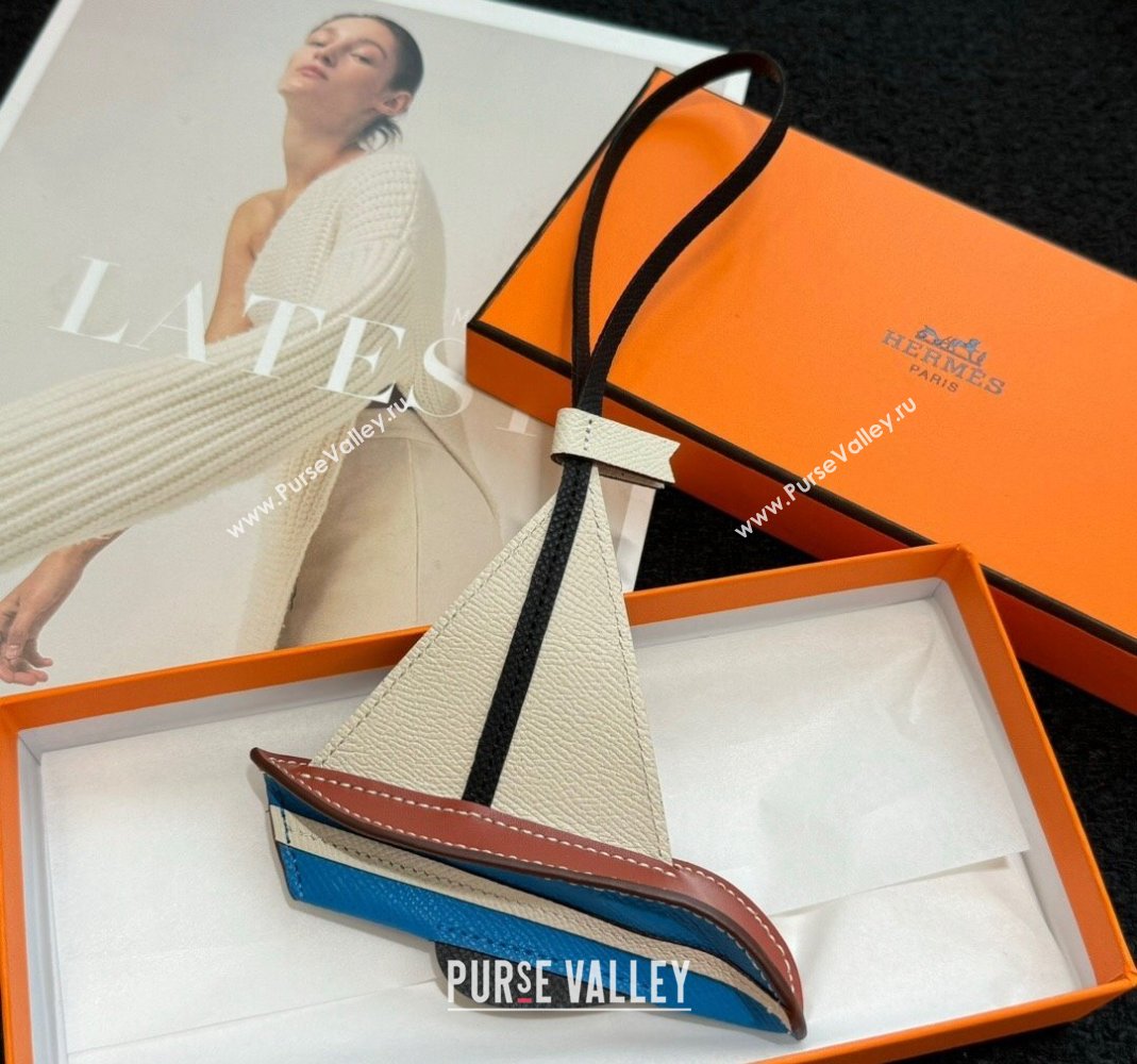 Hermes Sail 24 Charm in Epsom Calfskin Blue/White 2024 0513 (HY-240513063)