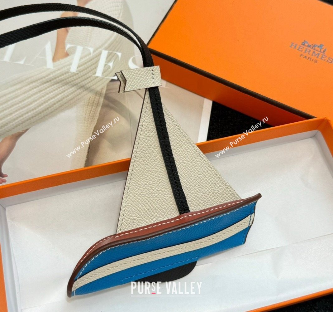 Hermes Sail 24 Charm in Epsom Calfskin Blue/White 2024 0513 (HY-240513063)