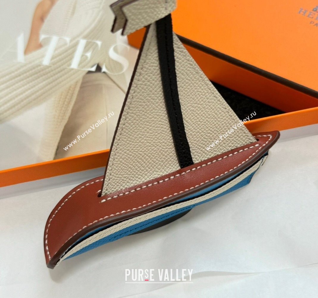 Hermes Sail 24 Charm in Epsom Calfskin Blue/White 2024 0513 (HY-240513063)