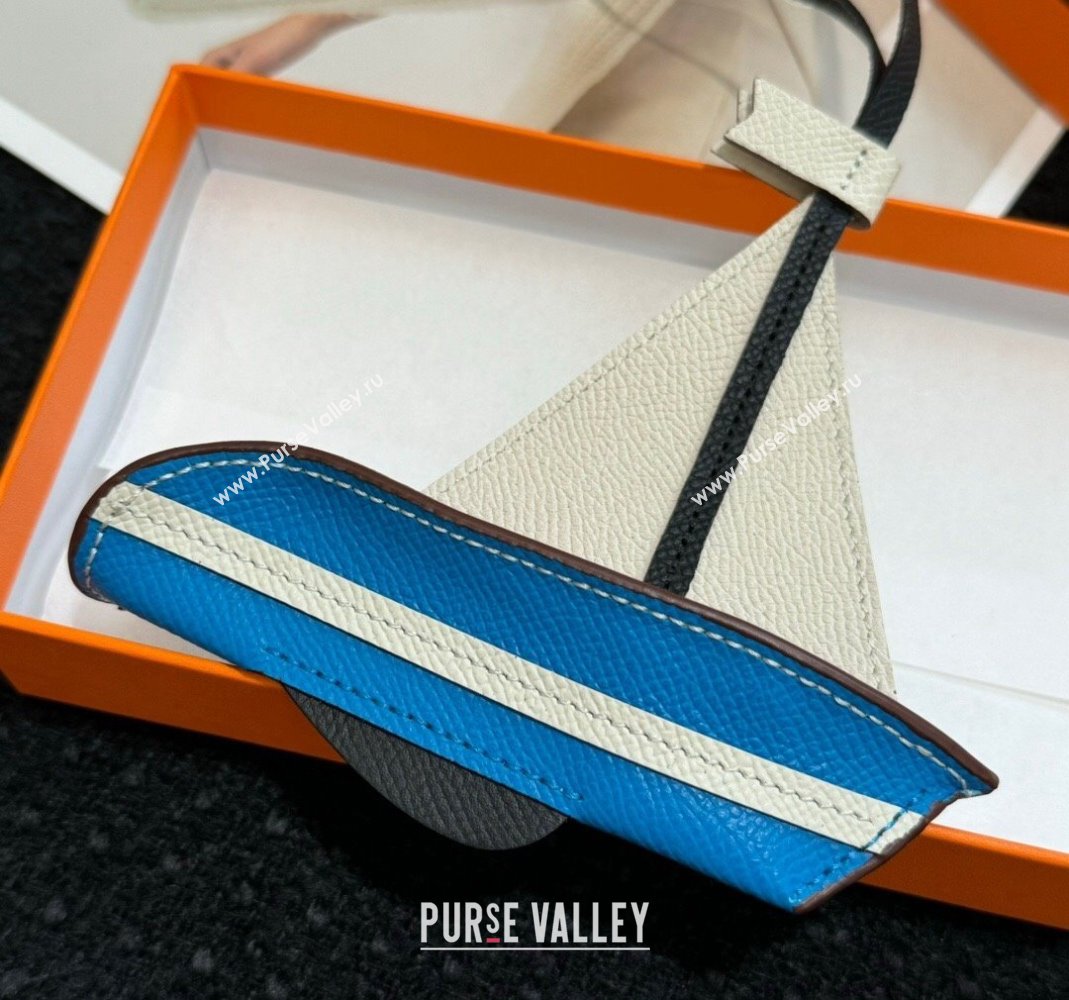 Hermes Sail 24 Charm in Epsom Calfskin Blue/White 2024 0513 (HY-240513063)