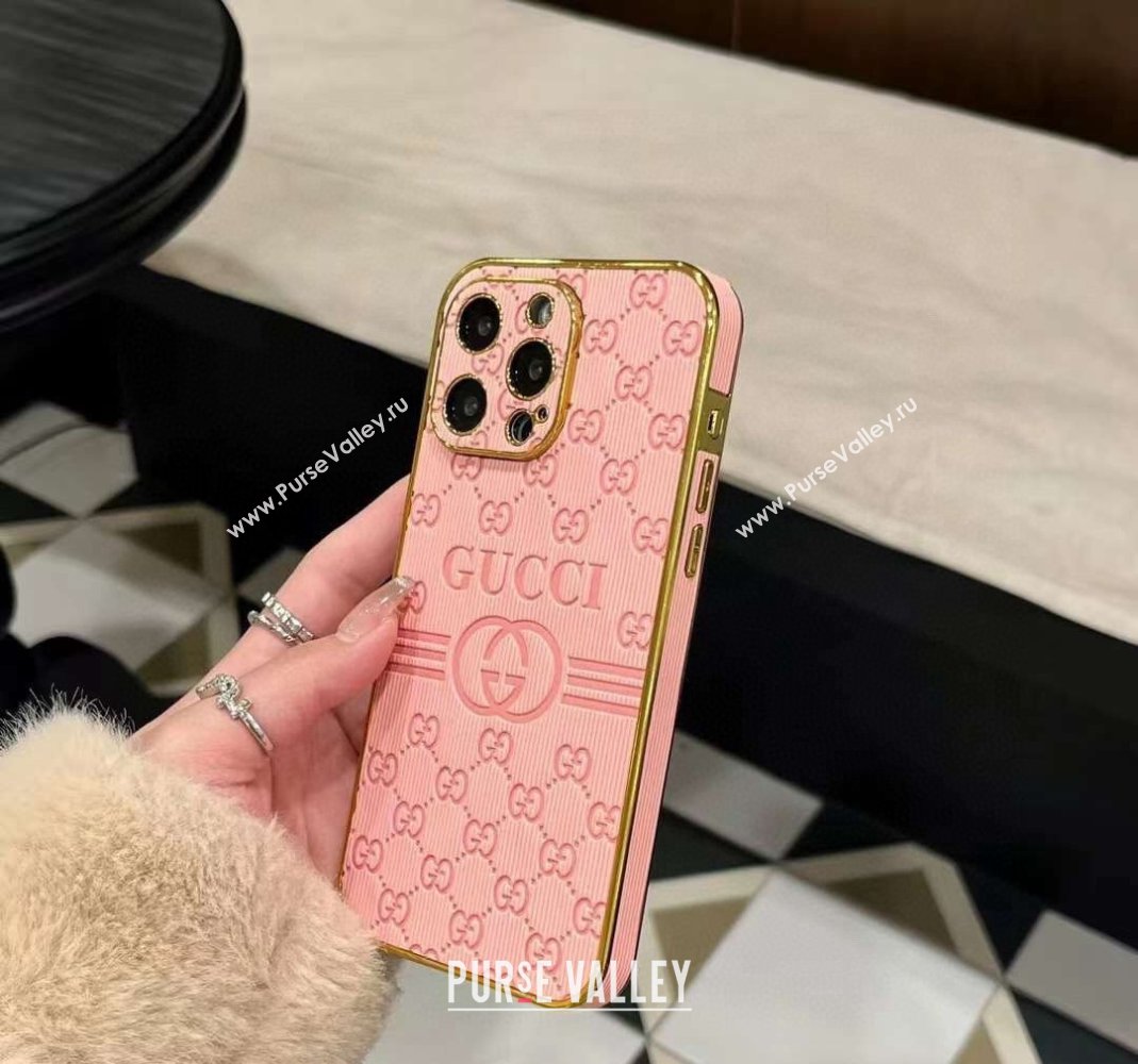 Gucci GG Embossed iPhone Case Pink 2024 0513 (A-240513086)