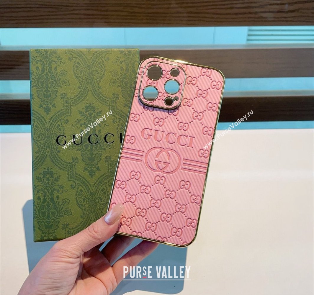 Gucci GG Embossed iPhone Case Pink 2024 0513 (A-240513086)
