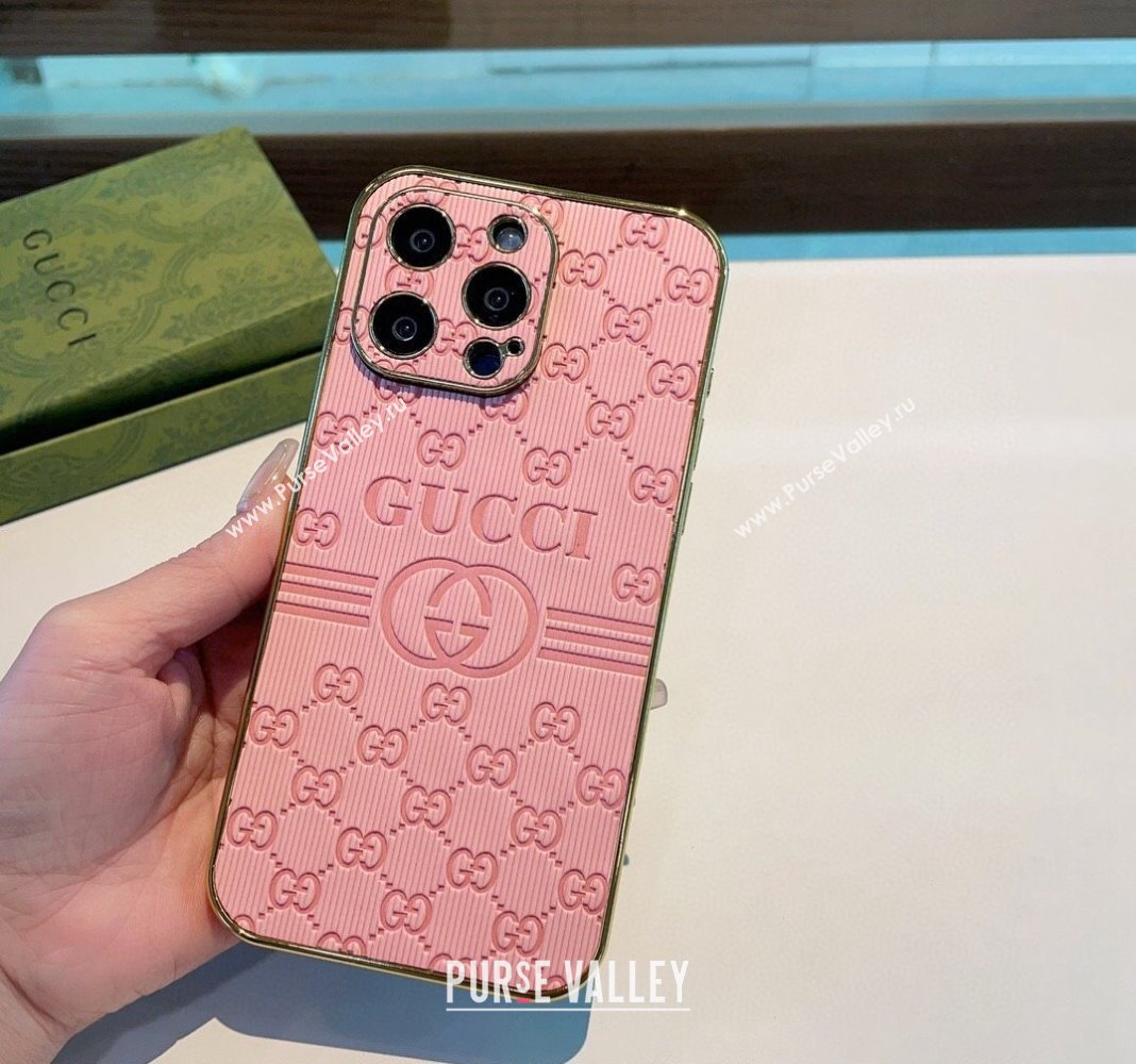 Gucci GG Embossed iPhone Case Pink 2024 0513 (A-240513086)