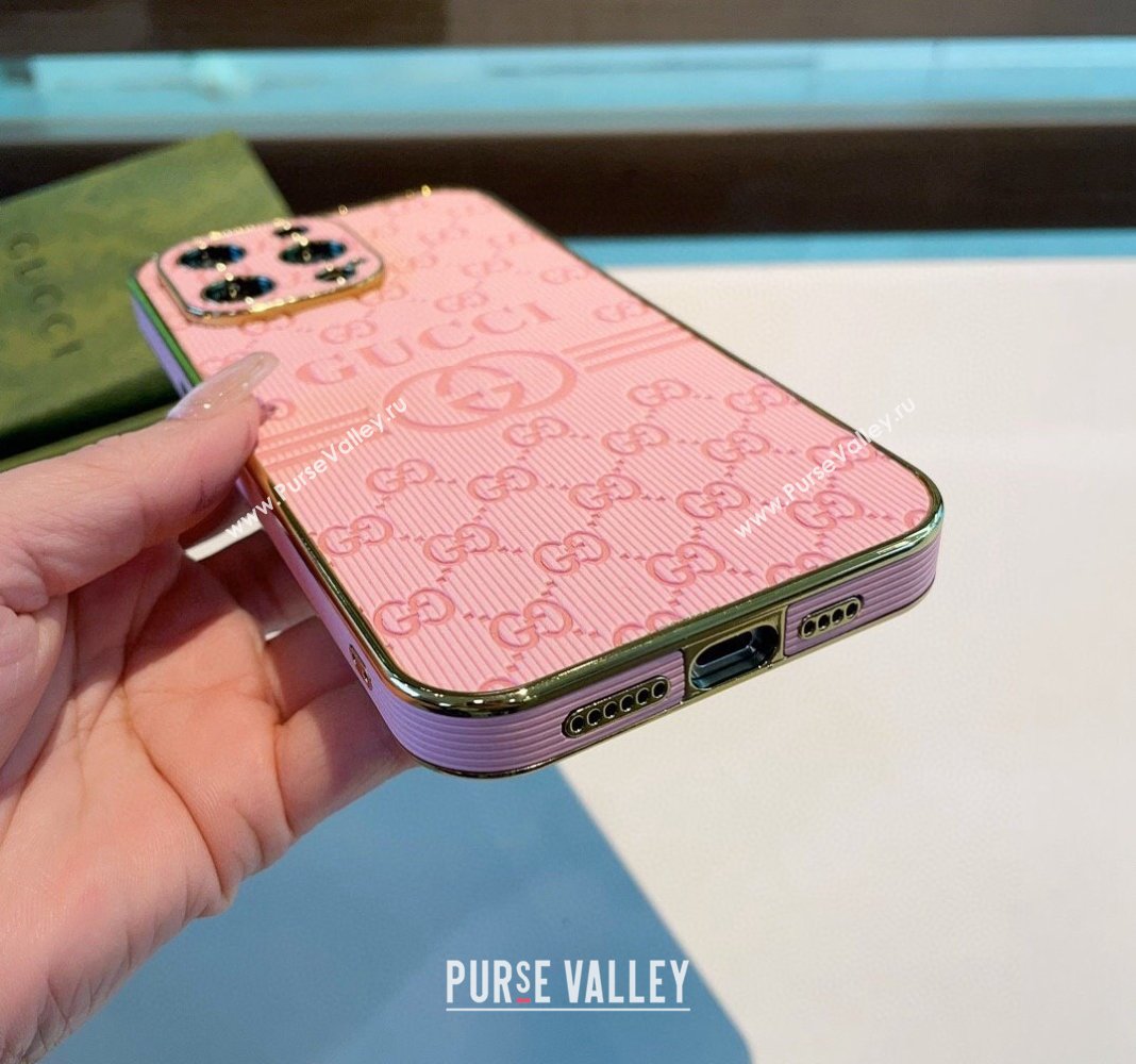 Gucci GG Embossed iPhone Case Pink 2024 0513 (A-240513086)