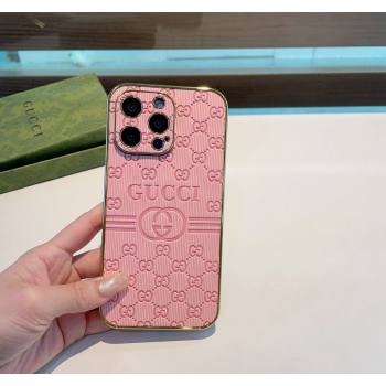 Gucci GG Embossed iPhone Case Pink 2024 0513 (A-240513086)