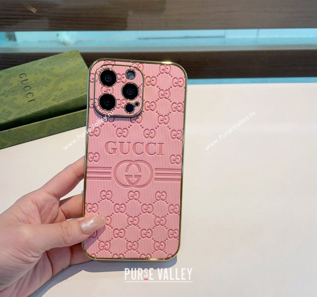 Gucci GG Embossed iPhone Case Pink 2024 0513 (A-240513086)