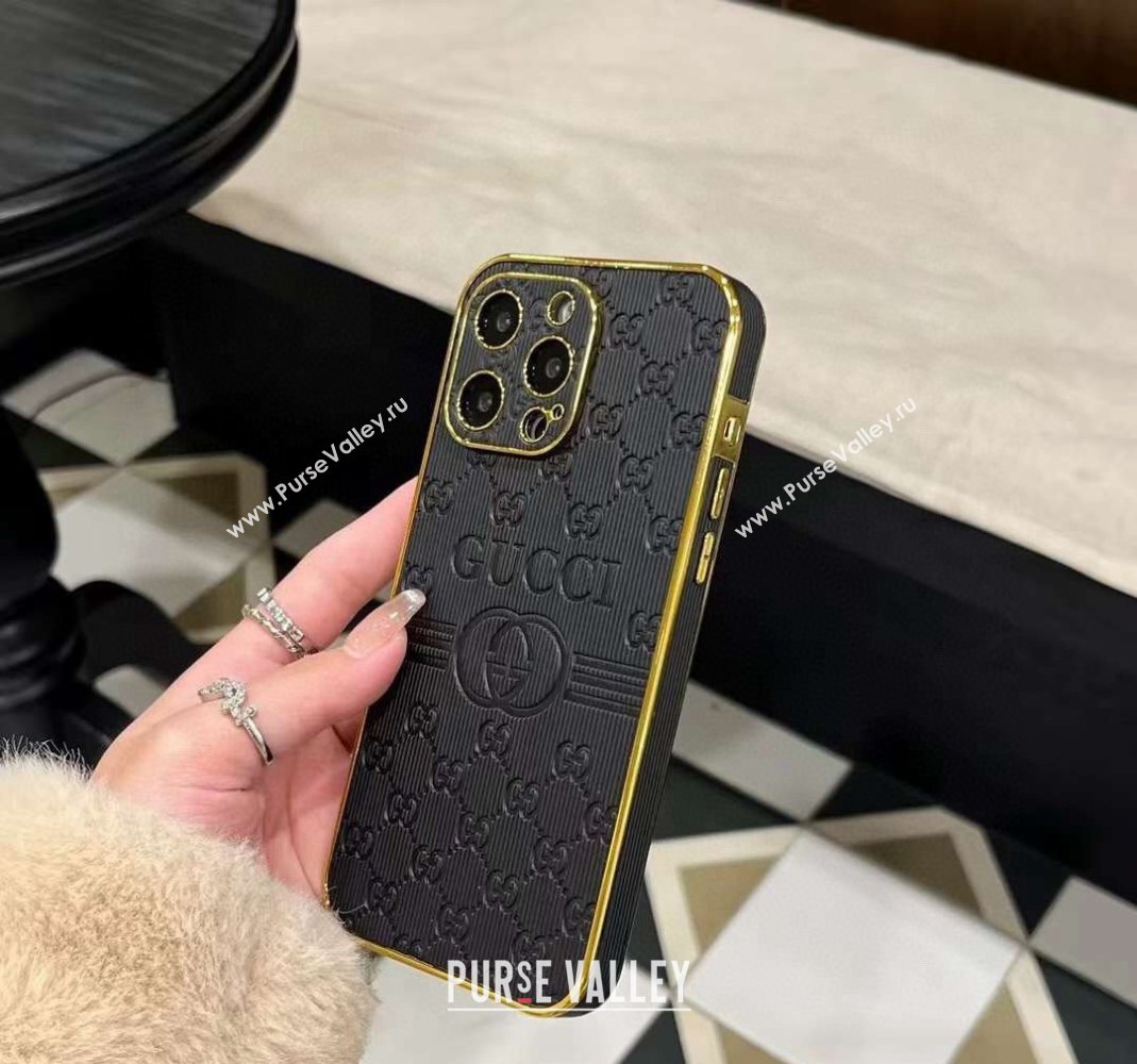 Gucci GG Embossed iPhone Case Black 2024 0513 (A-240513087)