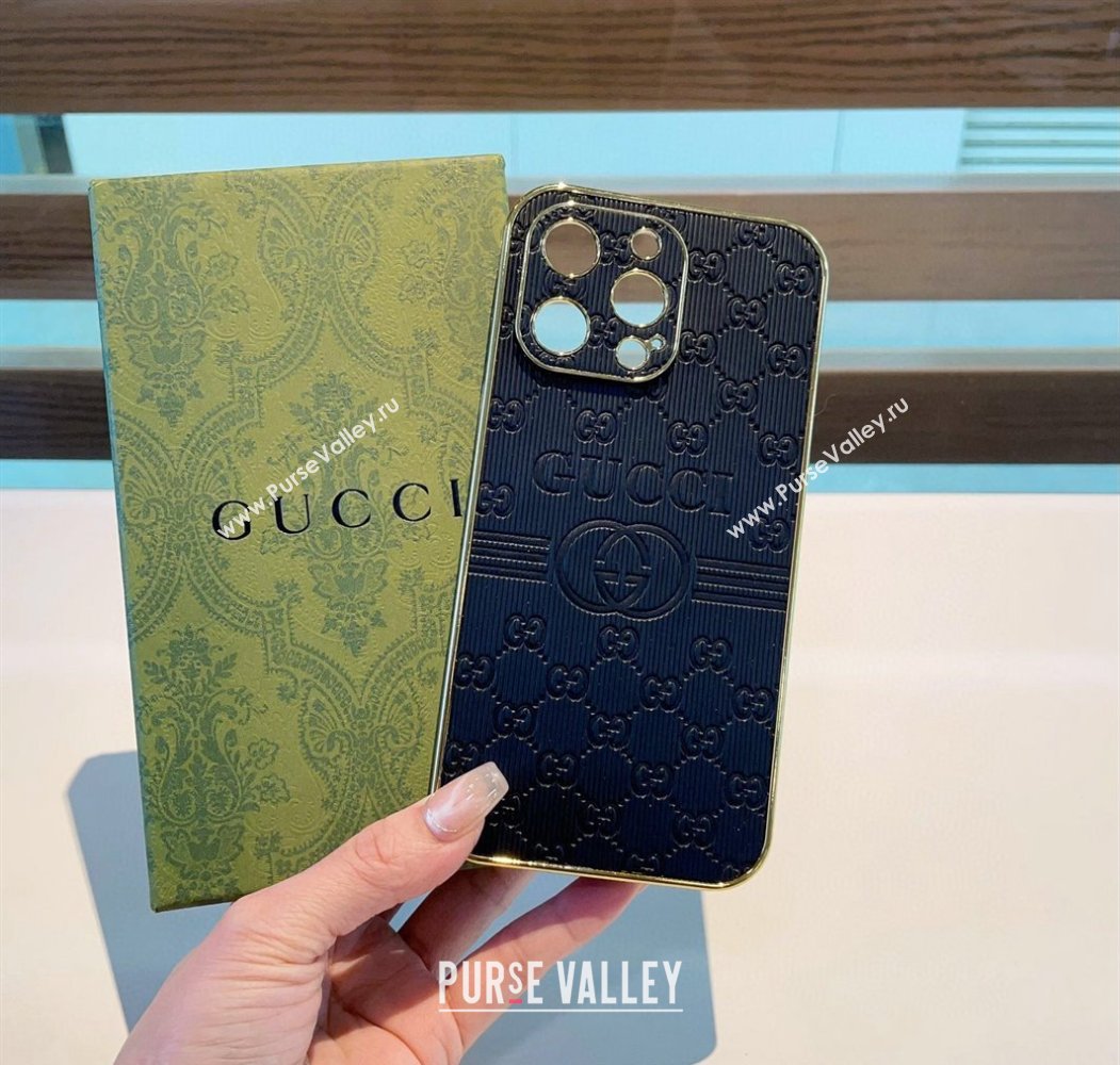 Gucci GG Embossed iPhone Case Black 2024 0513 (A-240513087)