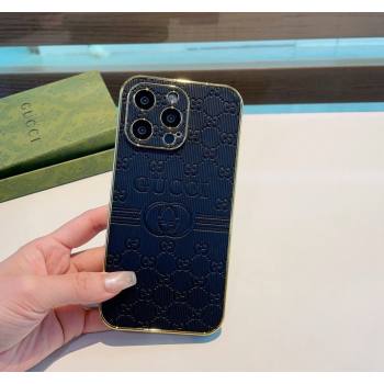 Gucci GG Embossed iPhone Case Black 2024 0513 (A-240513087)