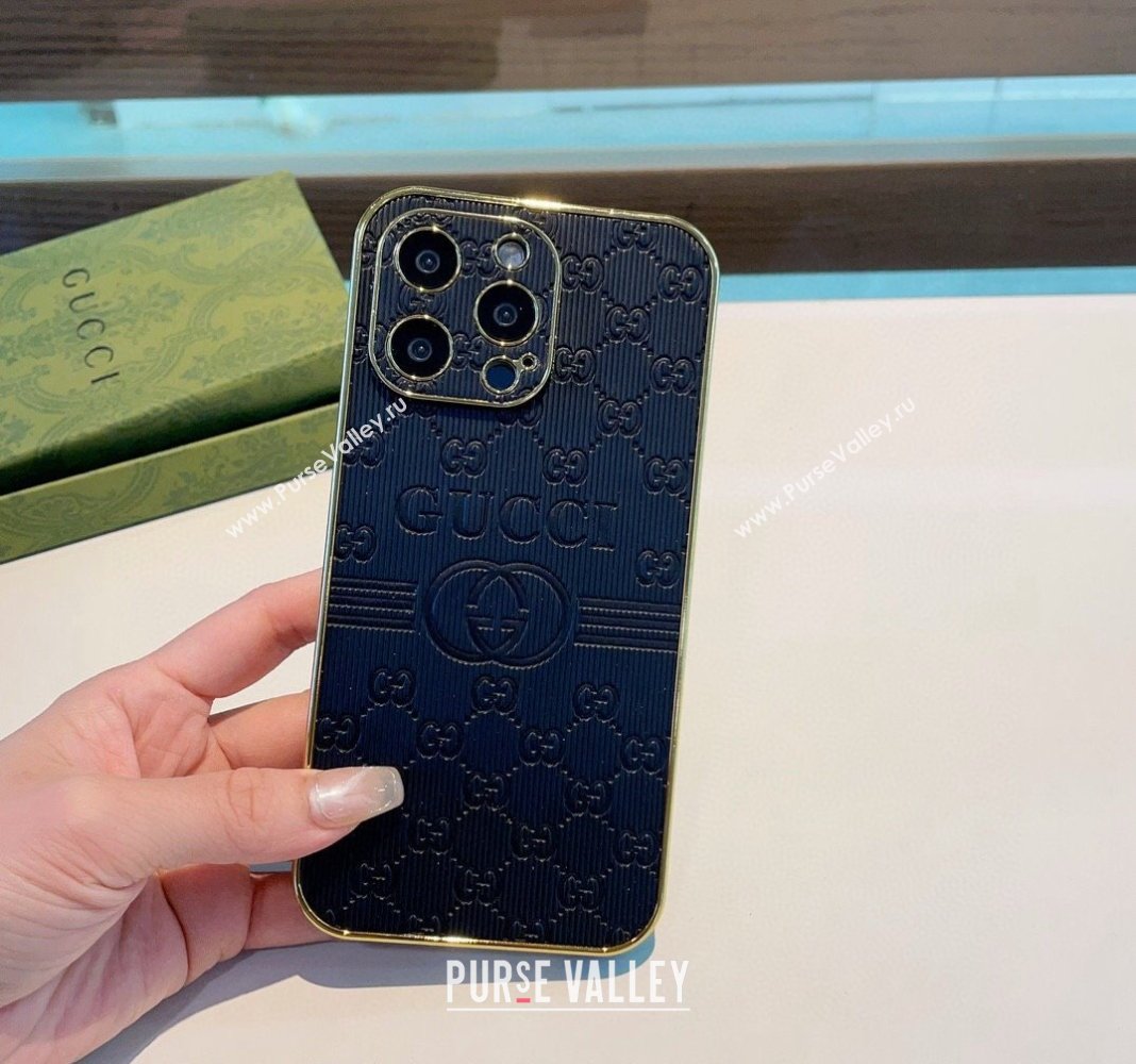 Gucci GG Embossed iPhone Case Black 2024 0513 (A-240513087)