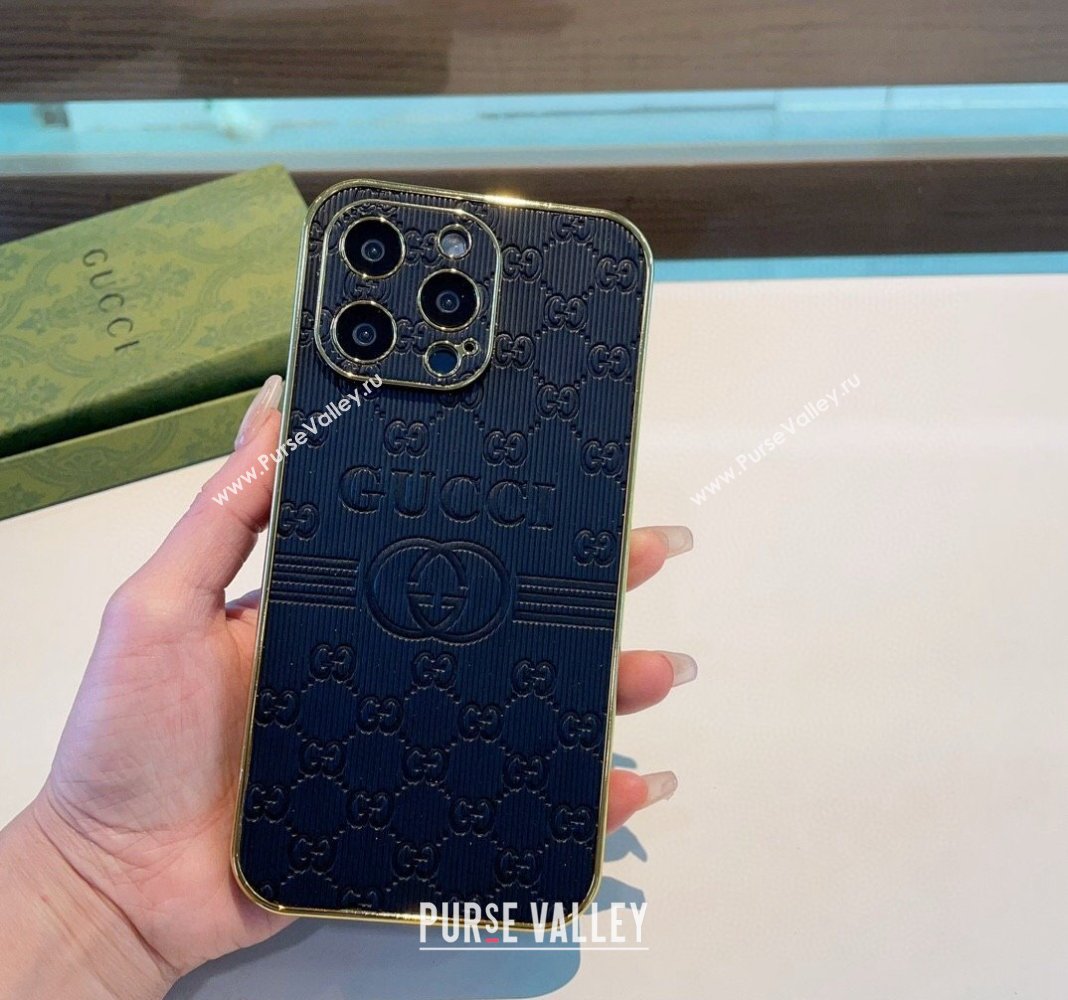 Gucci GG Embossed iPhone Case Black 2024 0513 (A-240513087)