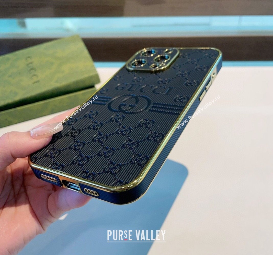 Gucci GG Embossed iPhone Case Black 2024 0513 (A-240513087)