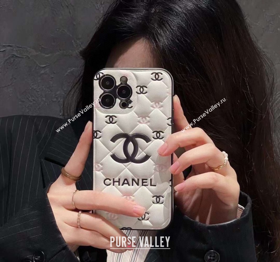 Chanel Quilted CC iPhone Case White 2024 0512 (A-240513092)