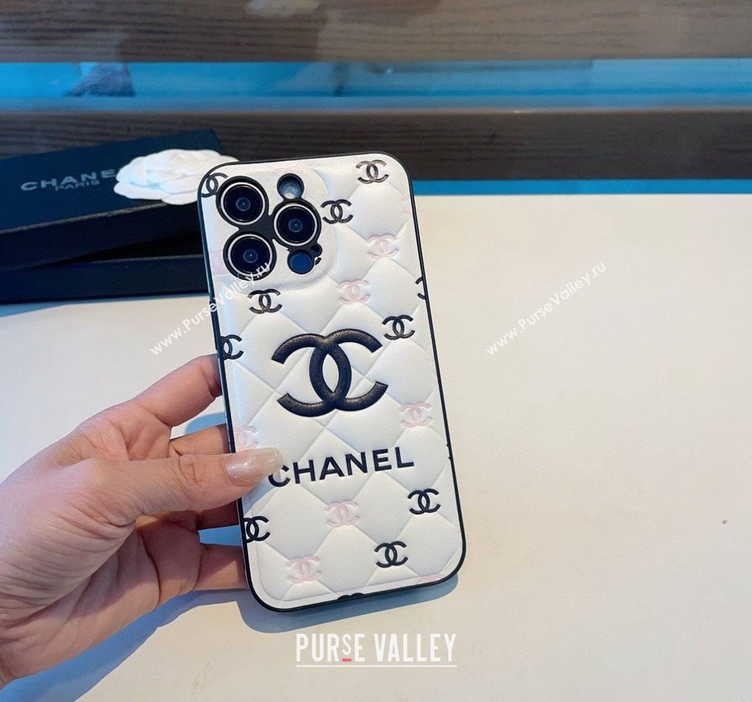 Chanel Quilted CC iPhone Case White 2024 0512 (A-240513092)