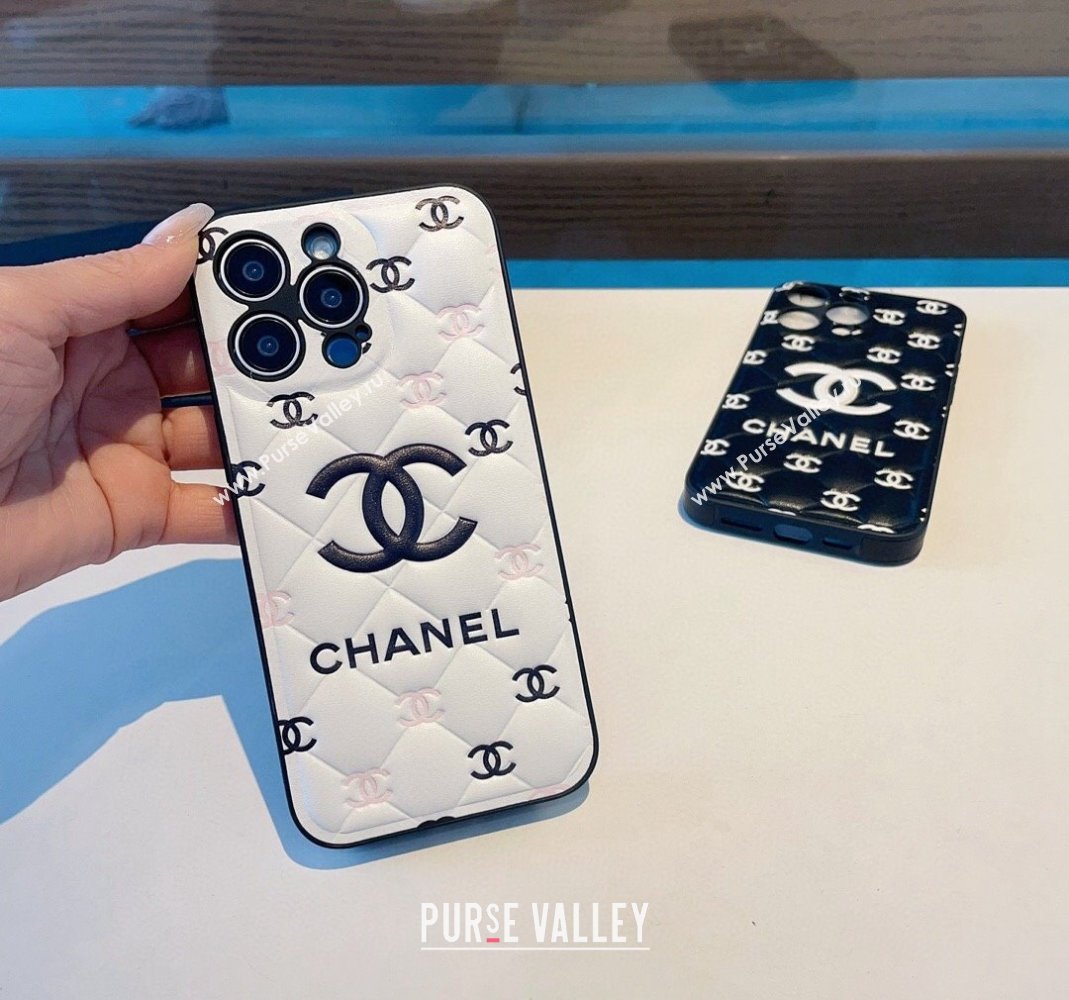 Chanel Quilted CC iPhone Case White 2024 0512 (A-240513092)