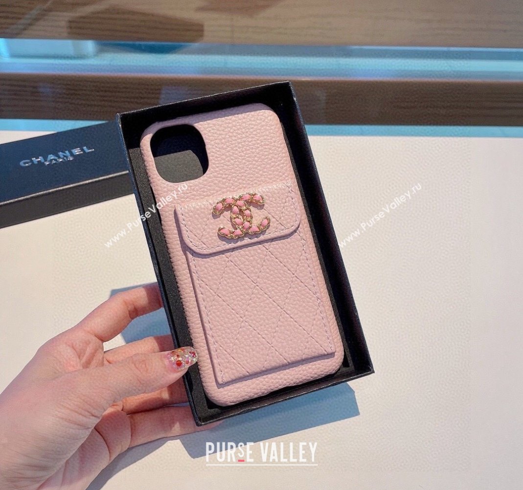 Chanel Grained Leather iPhone Case Pink 2024 0512 (A-240513094)