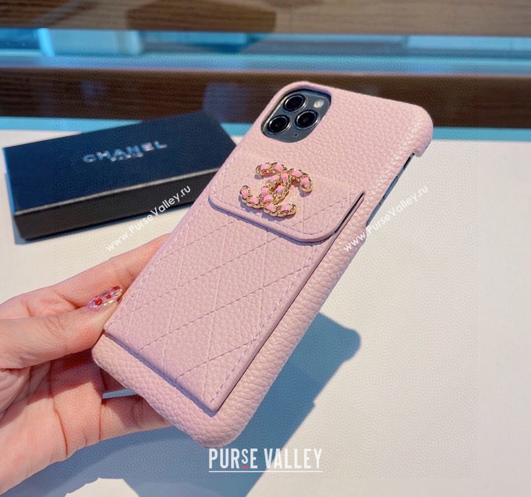 Chanel Grained Leather iPhone Case Pink 2024 0512 (A-240513094)