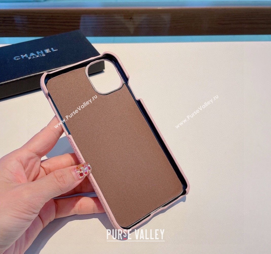 Chanel Grained Leather iPhone Case Pink 2024 0512 (A-240513094)