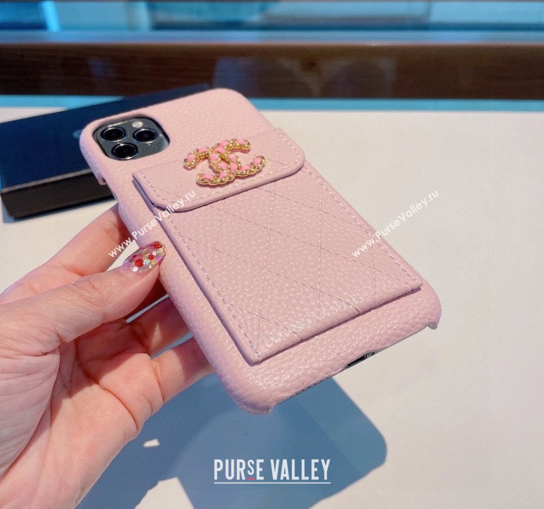 Chanel Grained Leather iPhone Case Pink 2024 0512 (A-240513094)