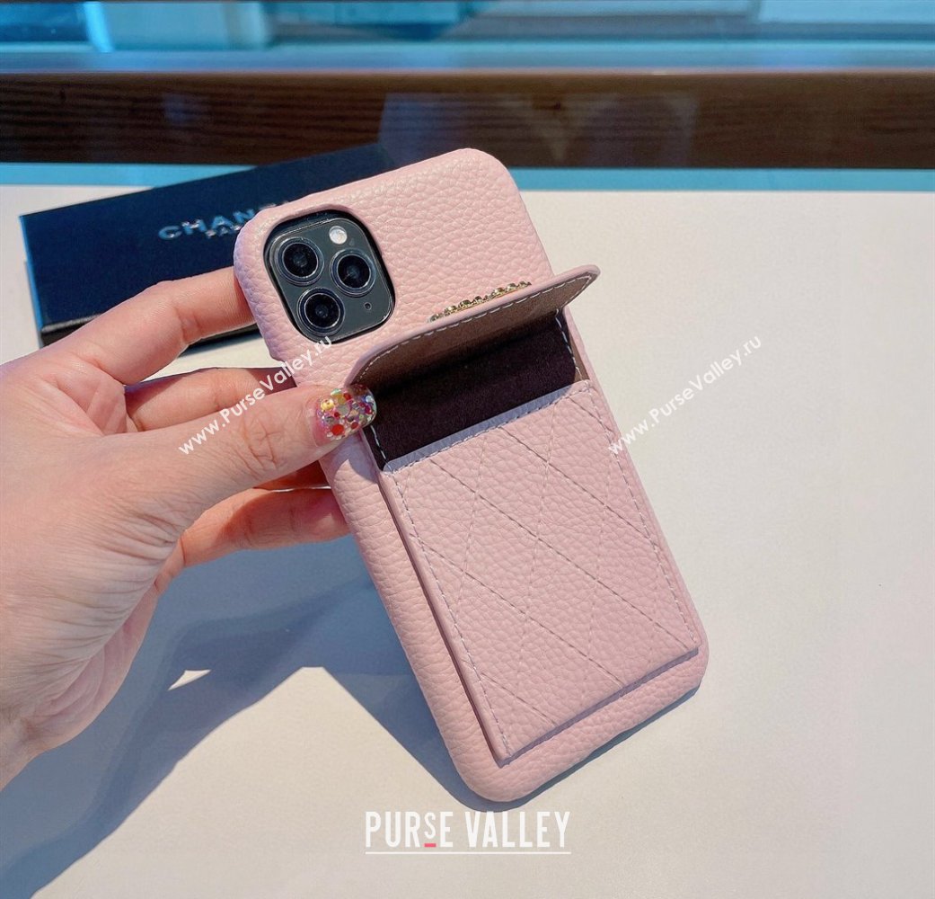 Chanel Grained Leather iPhone Case Pink 2024 0512 (A-240513094)