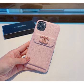 Chanel Grained Leather iPhone Case Pink 2024 0512 (A-240513094)