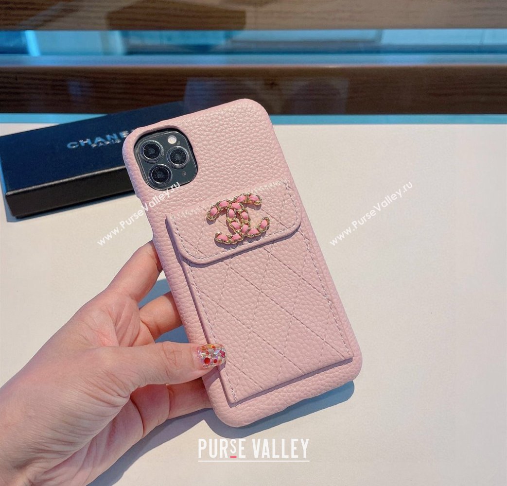 Chanel Grained Leather iPhone Case Pink 2024 0512 (A-240513094)