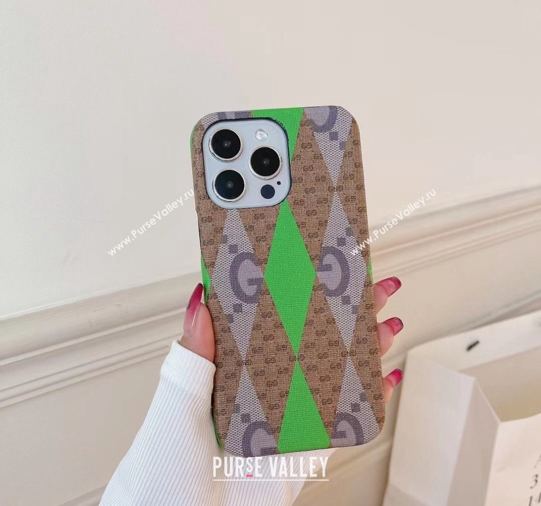 Gucci Geometry iPhone Case Green 2024 0513 (HY-240513099)