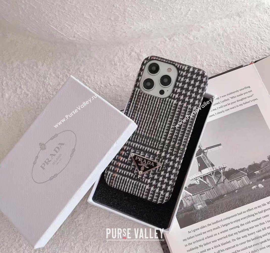 Prada Mini-Houndstooth iPhone Case Black 2024 0513 (HY-240513111)