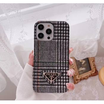 Prada Mini-Houndstooth iPhone Case Black 2024 0513 (HY-240513111)