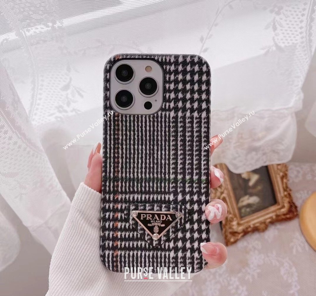 Prada Mini-Houndstooth iPhone Case Black 2024 0513 (HY-240513111)
