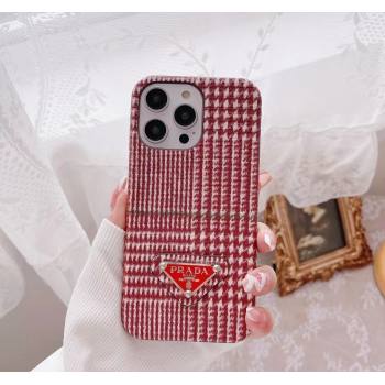Prada Mini-Houndstooth iPhone Case Red 2024 0513 (HY-240513115)