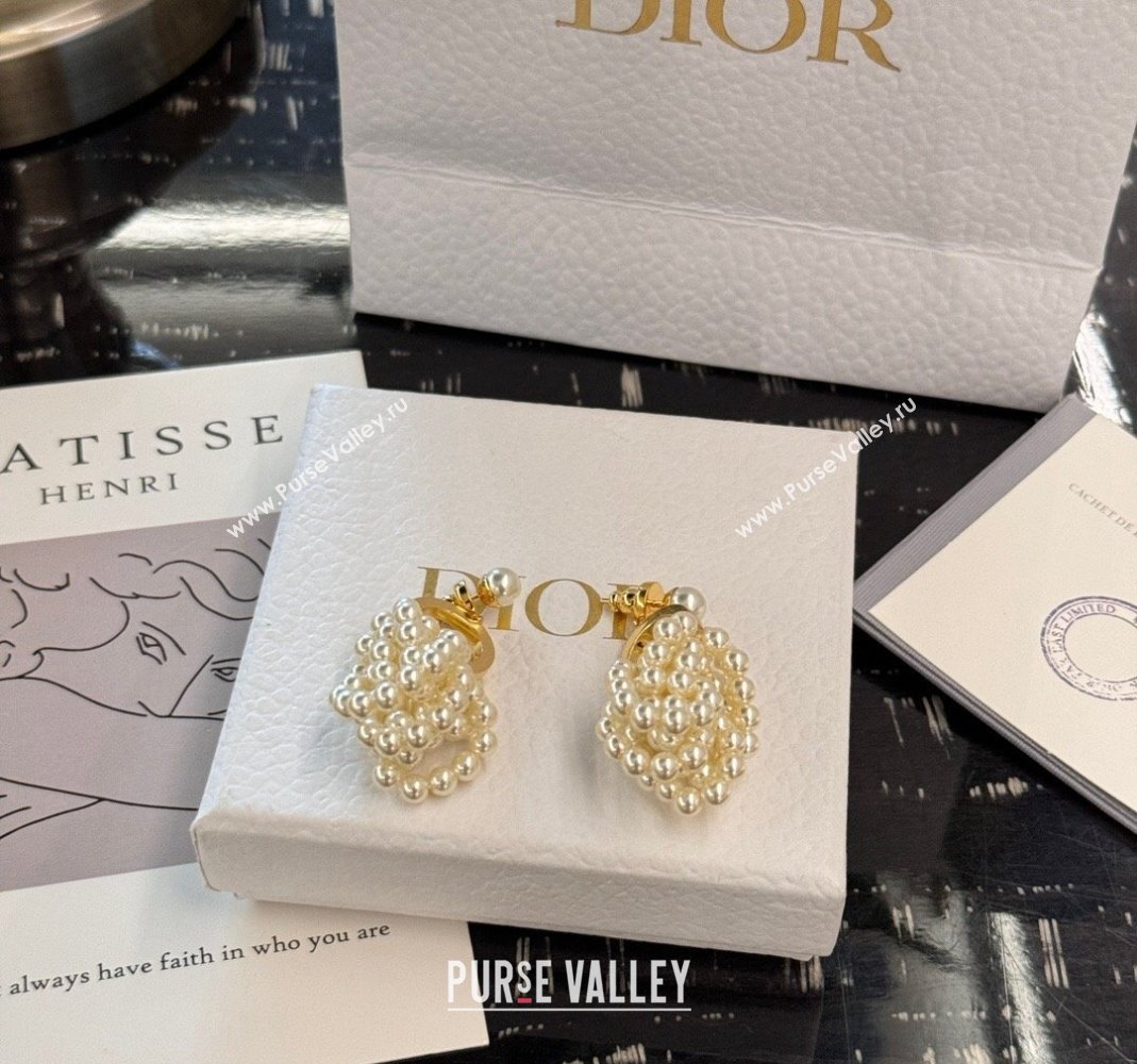 Dior D-Bow Pearl Short Earrings 2024 0614 (YF-240614002)