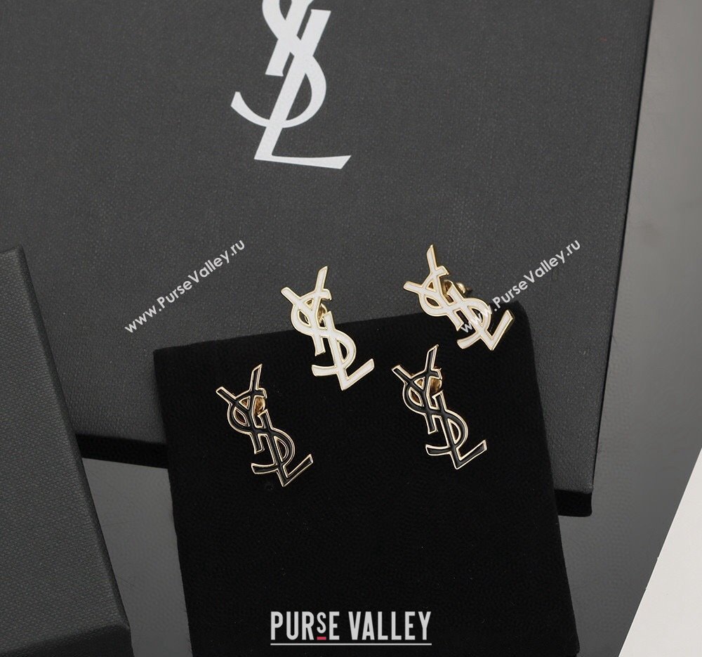 Saint Laurent YSL Earrings White/Black 2024 0614 (YF-240614044)