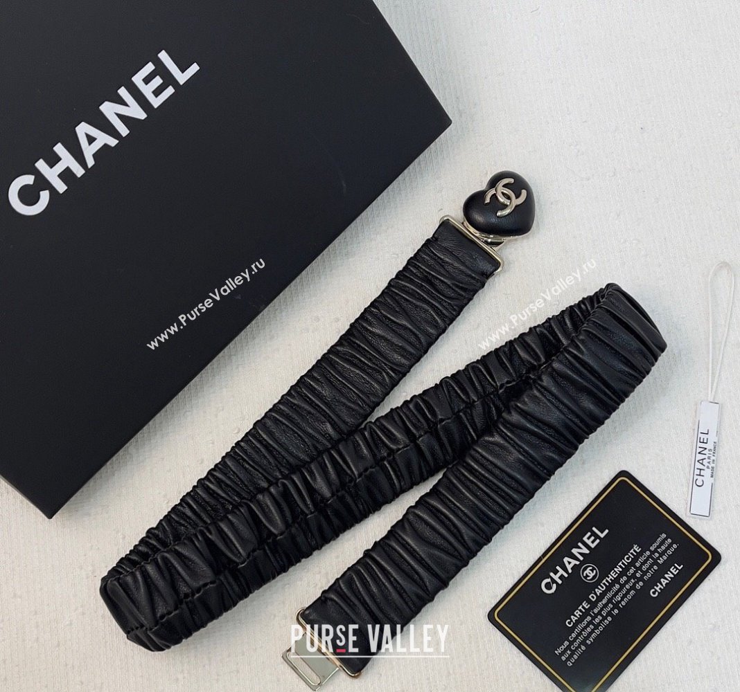 Chanel Heart Stretch Leather Belt Black 2024 0614 (YF-240614092)