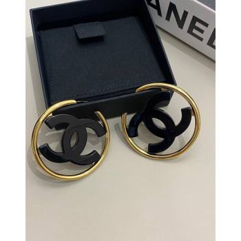 Chanel CC Hoop Earrings Black 2024 ABD158 (YF-240614104)